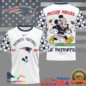 Mickey Mouse New England Patriots NFL All Over Print Football T Shirt