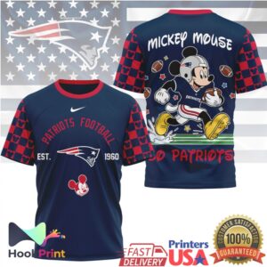 Mickey Mouse New England Patriots NFL All Over Print Football T Shirt