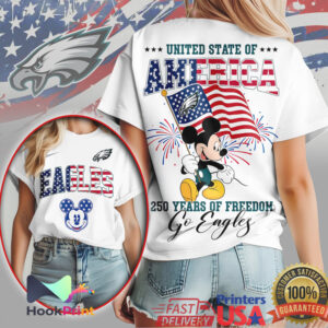 Mickey Mouse Philadelphia Eagles American Flag 4th of July NFL T Shirt