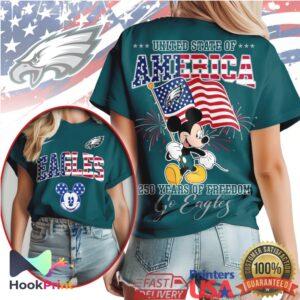 Mickey Mouse Philadelphia Eagles American Flag 4th of July NFL T Shirt