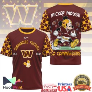Mickey Mouse Washington Commanders Football Disney NFL Collection T Shirt