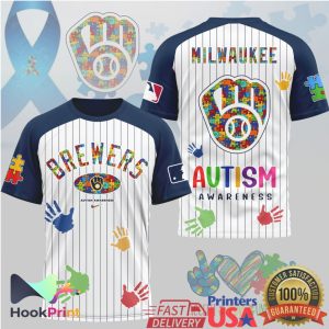 Milwaukee Brewers Autism Awareness Glove Logo Baseball T Shirt