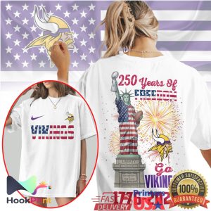 Minnesota Vikings 250 Years Of Freedom Statue Of Liberty Independence Day NFL T Shirt Minnesota Vikings 250 Years Of Freedom Statue Of Liberty Independence Day NFL T Shirt