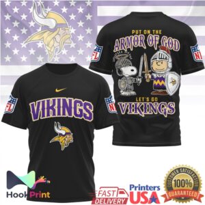 Minnesota Vikings Armor Of God Snoopy Charlie Brown Fans T Shirt