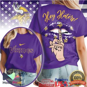 Minnesota Vikings Hey Haters Shut Up Glitter Lips Nike Logo T Shirt