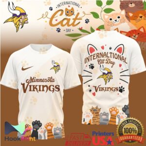 Minnesota Vikings International Cat Day 2026 Vintage Style Football Fans Men Women T Shirt Minnesota Vikings International Cat Day 2026 Vintage Style Football Fans Men Women T Shirt