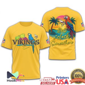 Minnesota Vikings It's 5 O'Clock Somewhere Tropical Parrot NFL T Shirt