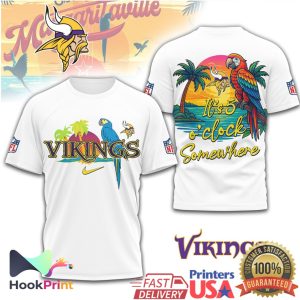 Minnesota Vikings It's 5 O'Clock Somewhere Tropical Parrot NFL T Shirt