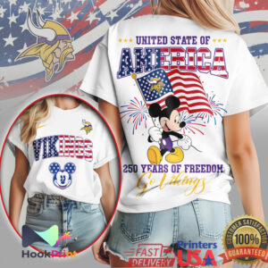 Minnesota Vikings Mickey Mouse Patriotic USA 250 Years T Shirt