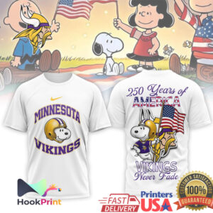 Minnesota Vikings Snoopy 250 Years of America Patriotic NFL T Shirt