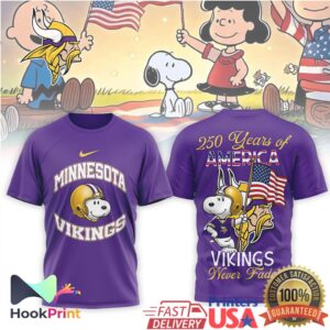 Minnesota Vikings Snoopy 250 Years of America Patriotic NFL T Shirt