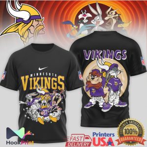 Minnesota Vikings x Looney Tunes Mashup Retro Cartoon Football T Shirt Minnesota Vikings x Looney Tunes Mashup Retro Cartoon Football T Shirt