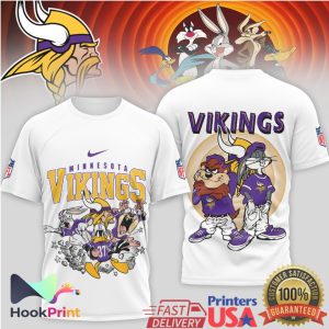 Minnesota Vikings x Looney Tunes Mashup Retro Cartoon Football T Shirt