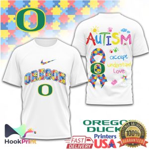 NCAA Oregon Ducks Autism Awareness Multi Color Puzzle Print T Shirt