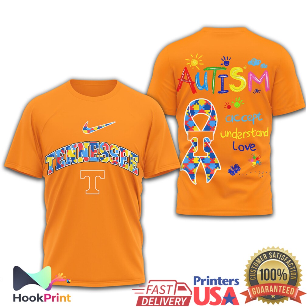 NCAA Tennessee Vols Autism Awareness Puzzle Ribbon Graphic T Shirt NCAA Tennessee Vols Autism Awareness Puzzle Ribbon Graphic T Shirt