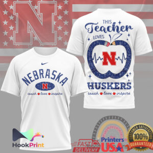 Nebraska Huskers This Teacher Loves Huskers Teach Love Inspire Retro Fans Men Women T Shirt