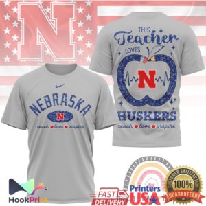 Nebraska Huskers This Teacher Loves Huskers Teach Love Inspire Retro Fans Men Women T Shirt