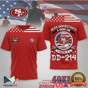 Never Underestimate A 49ers Fan With A DD 214 Veteran T Shirt Never Underestimate A 49ers Fan With A DD 214 Veteran T Shirt