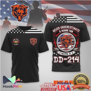 Never Underestimate A Bears Fan With A DD 214 Veteran T Shirt
