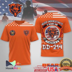 Never Underestimate A Bears Fan With A DD 214 Veteran T Shirt