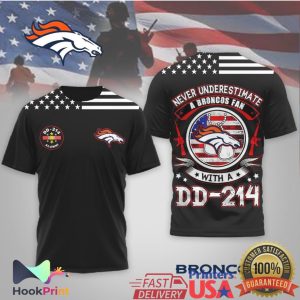 Never Underestimate A Broncos Fan With A DD 214 Veteran T Shirt Never Underestimate A Broncos Fan With A DD 214 Veteran T Shirt