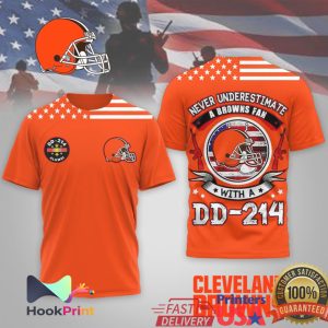 Never Underestimate A Browns Fan With A DD 214 Veteran T Shirt