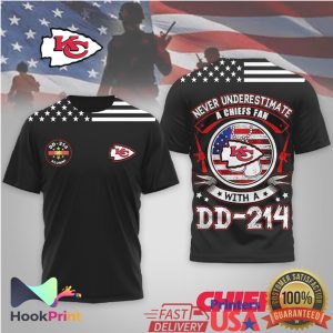 Never Underestimate A Chiefs Fan With A DD 214 Veteran T Shirt