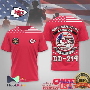 Never Underestimate A Chiefs Fan With A DD 214 Veteran T Shirt