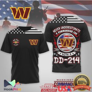 Never Underestimate A Commanders Fan With A DD 214 Veteran T Shirt Never Underestimate A Commanders Fan With A DD 214 Veteran T Shirt