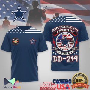 Never Underestimate A Cowboys Fan With A DD 214 Veteran T Shirt Never Underestimate A Cowboys Fan With A DD 214 Veteran T Shirt