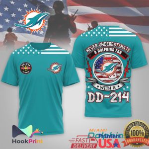 Never Underestimate A Dolphins Fan With A DD 214 Veteran T Shirt