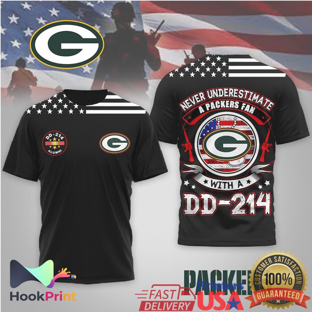 Never Underestimate A Packers Fan With A DD 214 Veteran T Shirt Never Underestimate A Packers Fan With A DD 214 Veteran T Shirt