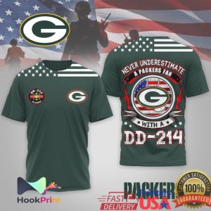 Never Underestimate A Packers Fan With A DD 214 Veteran T Shirt