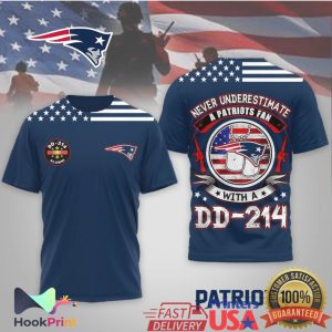 Never Underestimate A Patriots Fan With A DD 214 Veteran T Shirt Never Underestimate A Patriots Fan With A DD 214 Veteran T Shirt