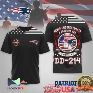 Never Underestimate A Patriots Fan With A DD 214 Veteran T Shirt
