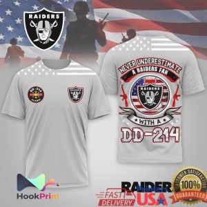 Never Underestimate A Raiders Fan With A DD 214 Veteran T Shirt
