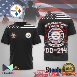 Never Underestimate A Steelers Fan With A DD 214 Veteran T Shirt