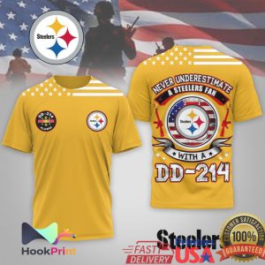 Never Underestimate A Steelers Fan With A DD 214 Veteran T Shirt