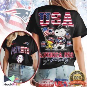 New England Patriots America 250 Snoopy USA Flag Patriotic T Shirt New England Patriots America 250 Snoopy USA Flag Patriotic T Shirt