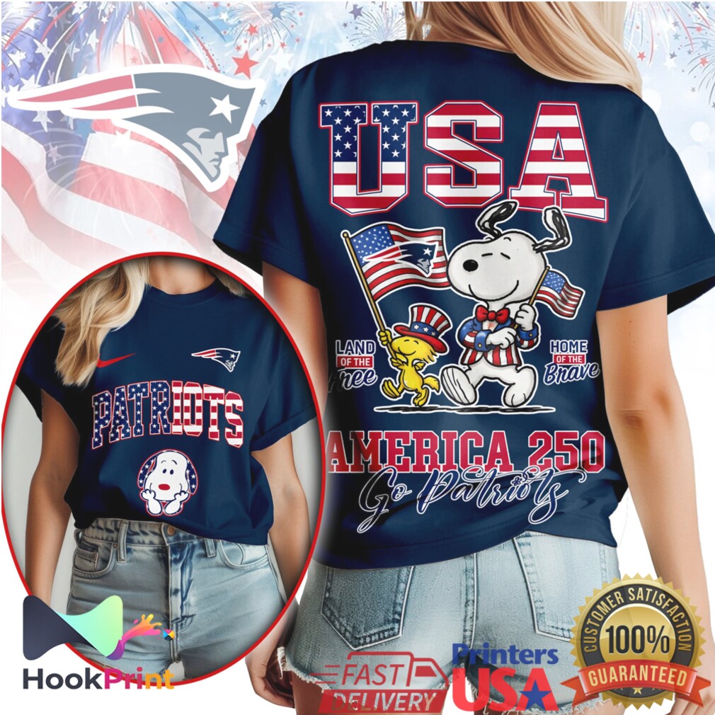 New England Patriots America 250 Snoopy USA Flag Patriotic T Shirt New England Patriots America 250 Snoopy USA Flag Patriotic T Shirt