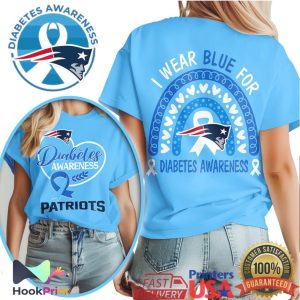 New England Patriots Diabetes Awareness I Wear Blue For Patriots Fan T Shirt