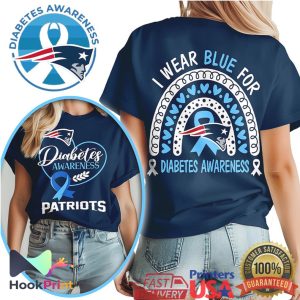 New England Patriots Diabetes Awareness I Wear Blue For Patriots Fan T Shirt