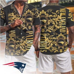 New England Patriots Luxury Gold Floral Baroque Print Summer Fashion For T Shirt New England Patriots Luxury Gold Floral Baroque Print Summer Fashion For T Shirt