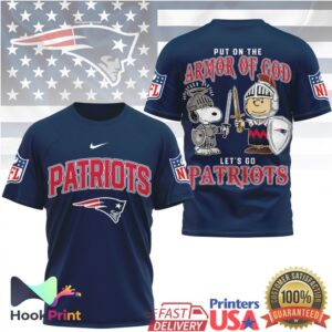 New England Patriots Put On The Armor Of God Snoopy Charlie Brown 2026 T Shirt