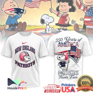 New England Patriots Snoopy 250 Years of America Patriotic T Shirt