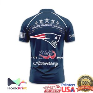 New England Patriots USA 250th Anniversary 1776 2026 Patriotic Polo Shirt