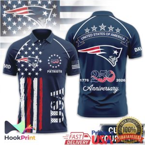 New England Patriots USA 250th Anniversary 1776 2026 Patriotic Polo Shirt