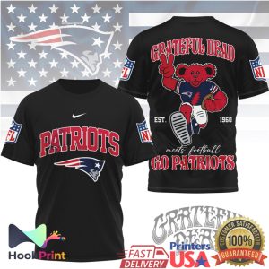New England Patriots x Grateful Dead Dancing Bear NFL T Shirt New England Patriots x Grateful Dead Dancing Bear NFL T Shirt