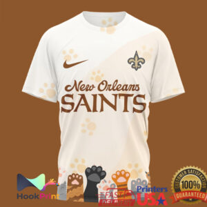 New Orleans Saints International Cat Day Paw Prints 2026 Retro Style Men Women Fans T Shirt
