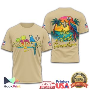 New Orleans Saints It’s 5 O’Clock Somewhere Tropical Parrot NFL T Shirt New Orleans Saints It’s 5 O’Clock Somewhere Tropical Parrot NFL T Shirt